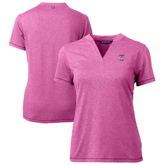 Women's Cutter & Buck Light Pink Philadelphia Phillies Forge Heathered Stretch Blade Top