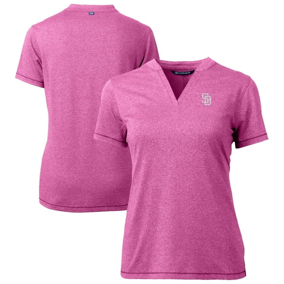 Women's Cutter & Buck  Light Pink San Diego Padres Forge Heathered Stretch Blade Top