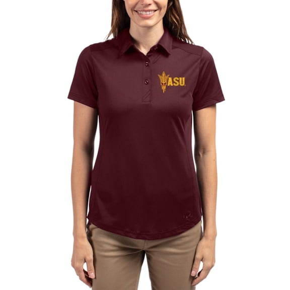 Women's Cutter & Buck Maroon Arizona State Sun Devils Prospect Eco Textured Stretch Recycled Polo