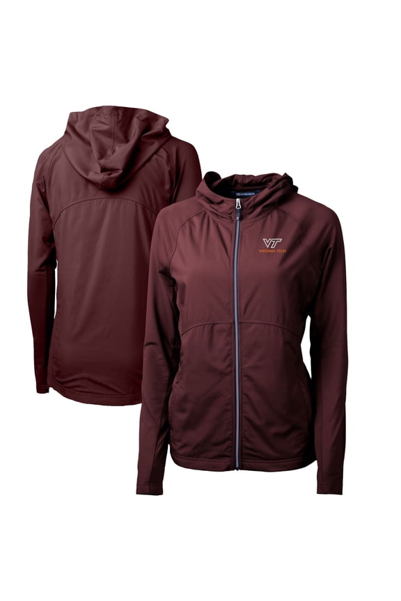 Women's Cutter & Buck Maroon Virginia Tech Hokies Adapt Eco Knit Full-Zip Hoodie