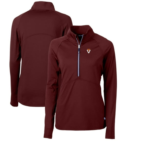 Women's Cutter & Buck Maroon Virginia Tech Hokies Adapt Eco Knit Stretch Recycled Half-Zip Pullover Top