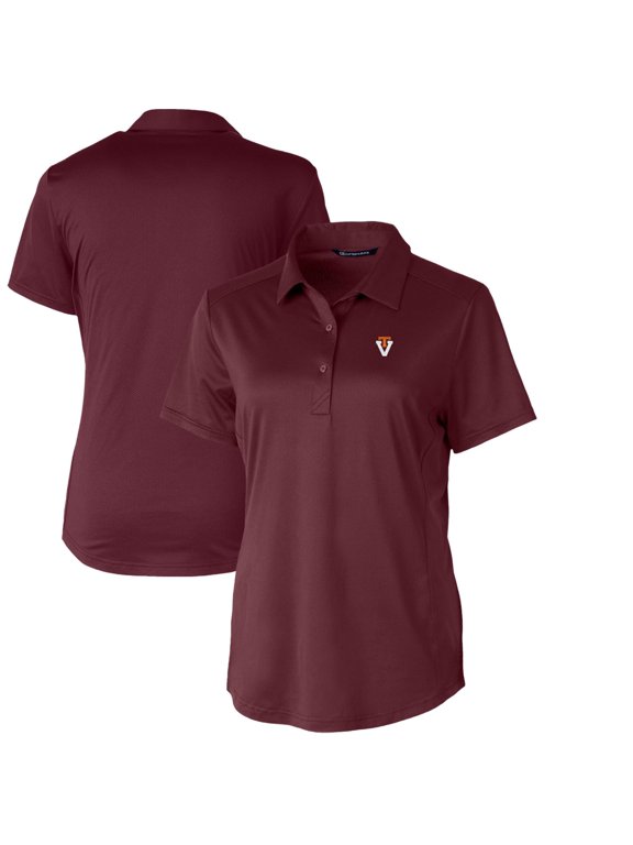 Women's Cutter & Buck Maroon Virginia Tech Hokies Vault Prospect Textured Stretch Polo