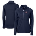 thumbnail image 1 of Women's Cutter & Buck Navy Atlanta Braves  DryTec Adapt Eco Knit Stretch Recycled Raglan Half-Zip Top, 1 of 3
