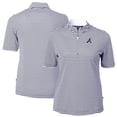 thumbnail image 1 of Women's Cutter & Buck  Navy Atlanta Braves Virtue Eco Pique Stripe Top, 1 of 3