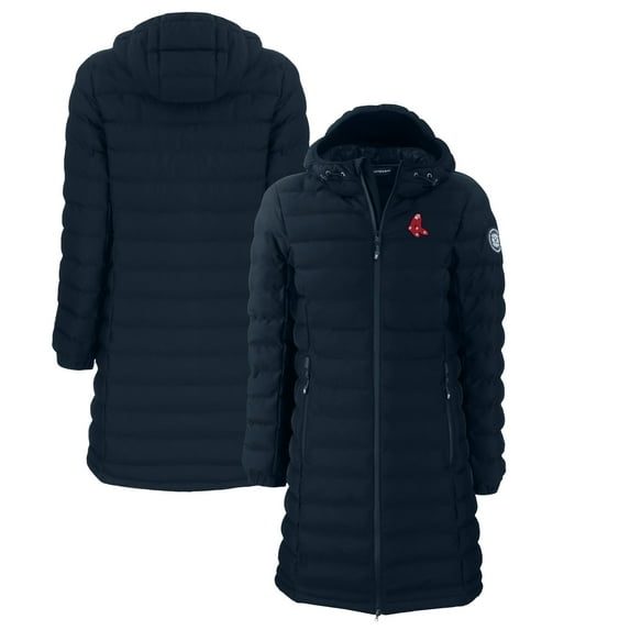 Women's Cutter & Buck Navy Boston Red Sox Cooperstown Collection Mission Ridge Repreve Eco Insulated Long Full-Zip