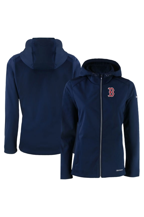 Women's Cutter & Buck  Navy Boston Red Sox Evoke Eco Softshell Recycled Full-Zip Jacket