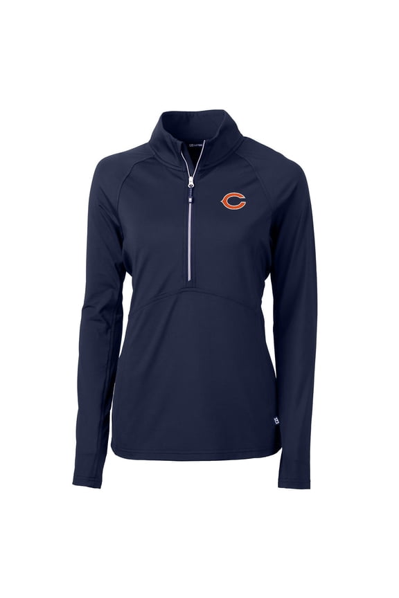 Women's Cutter & Buck Navy Chicago Bears Adapt Eco Knit Half-Zip Pullover Jacket