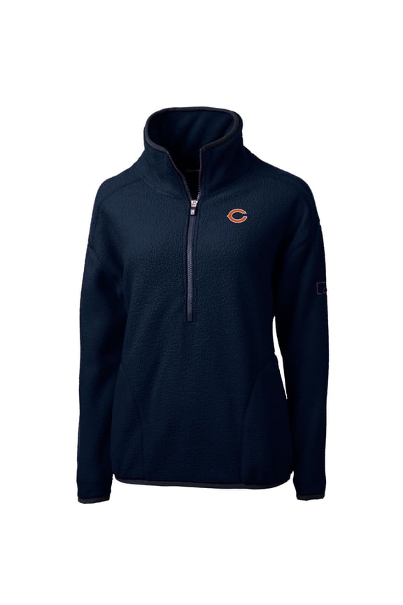 Women's Cutter & Buck Navy Chicago Bears Cascade Eco Sherpa Fleece Half-Zip Pullover Jacket