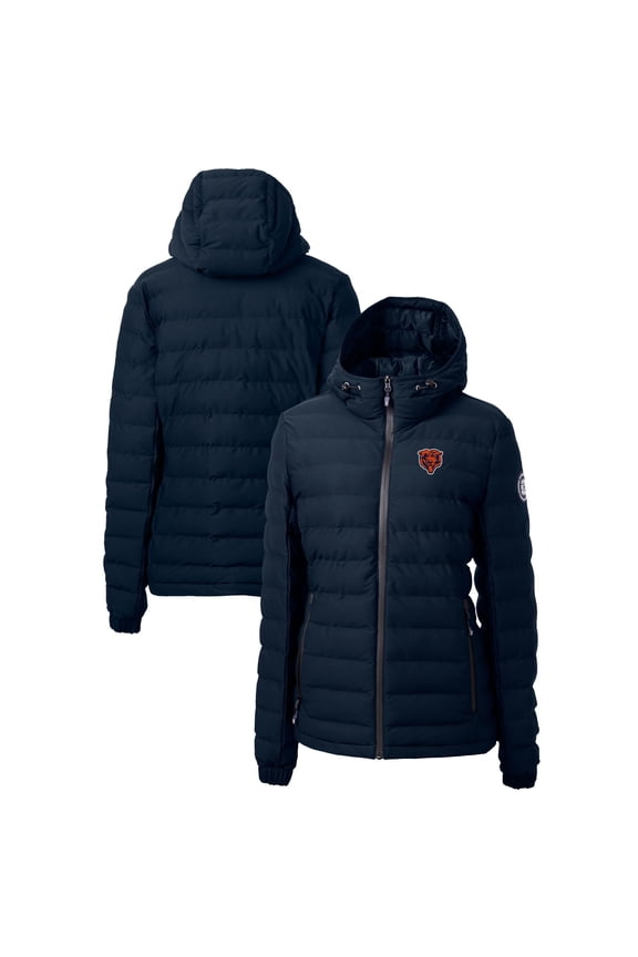 Women's Cutter & Buck Navy Chicago Bears Throwback Logo Mission Ridge Repreve Puffer Full-Zip Jacket
