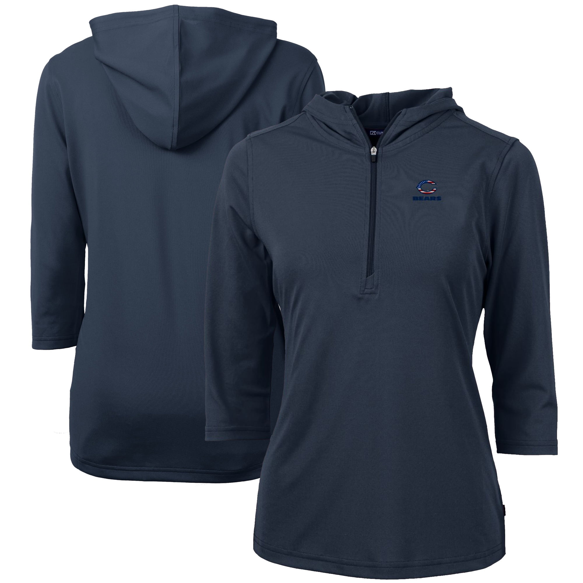 Women s Cutter Buck Navy Chicago Bears Virtue Eco Pique 3 4