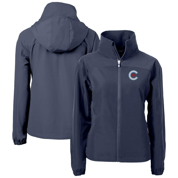 Women's Cutter & Buck  Navy Chicago Cubs City Connect Charter Eco Recycled Full-Zip Jacket