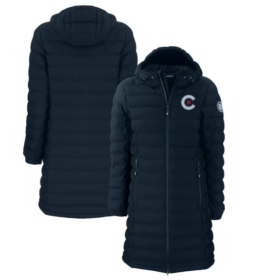 Women's Cutter & Buck Navy Chicago Cubs City Connect Mission Ridge Repreve Eco Insulated Full-Zip Long Puffer Jacket