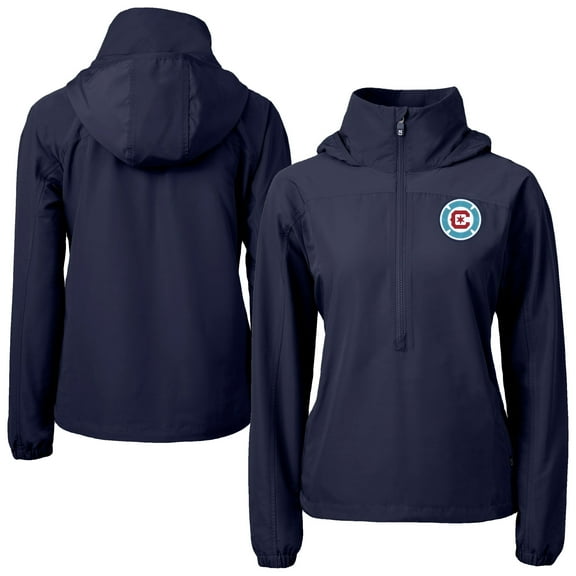Women's-Cutter & Buck Navy Chicago Fire Charter Eco Recycled Full-Zip Anorak Jacket