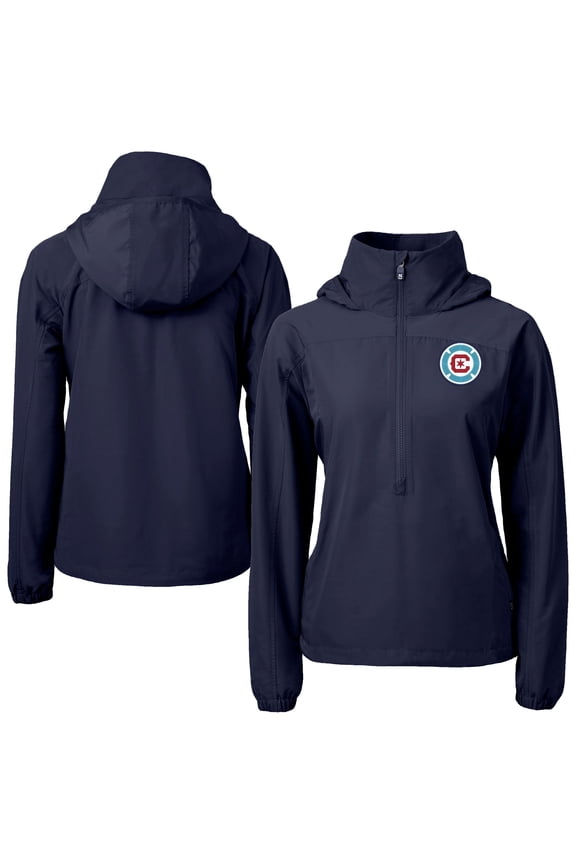 Women's-Cutter & Buck Navy Chicago Fire Charter Eco Recycled Full-Zip Anorak Jacket