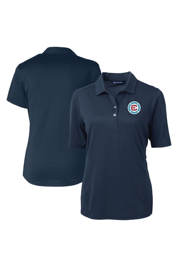 Women's-Cutter & Buck  Navy Chicago Fire Virtue Eco Pique Recycled Polo