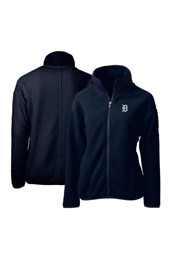 Women's Cutter & Buck Navy Detroit Tigers Cascade Eco Sherpa Fleece Full-Zip Jacket