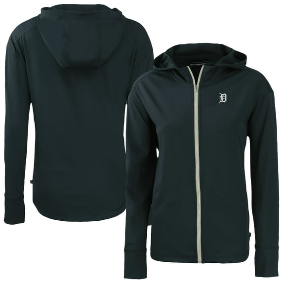 Women's Cutter & Buck Navy Detroit Tigers Daybreak Eco Recycled Full-Zip Hoodie