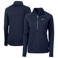 thumbnail image 1 of Women's Cutter & Buck Navy Detroit Tigers  DryTec Adapt Eco Knit Stretch Recycled Raglan Half-Zip Top, 1 of 3