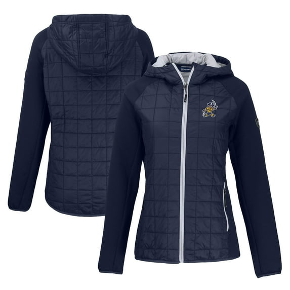 Women's Cutter & Buck Navy ETSU Buccaneers Vault Primaloft Eco Raglan Full-Zip Hybrid Jacket