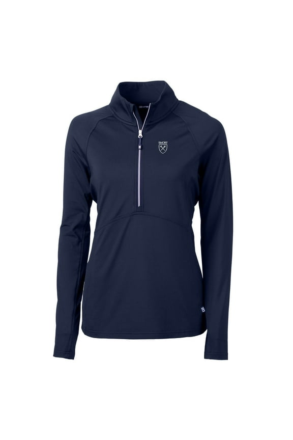 Women's Cutter & Buck Navy Emory Eagles Adapt Eco Knit Half-Zip Pullover Jacket