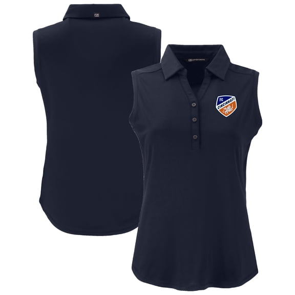 Women's Cutter & Buck  Navy FC Cincinnati Forge Eco Stretch Recycled Sleeveless Polo