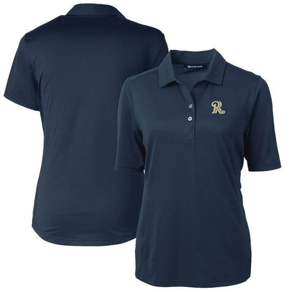 Women's Cutter & Buck Navy Frisco RoughRiders Virtue DryTec Eco Pique Recycled Polo