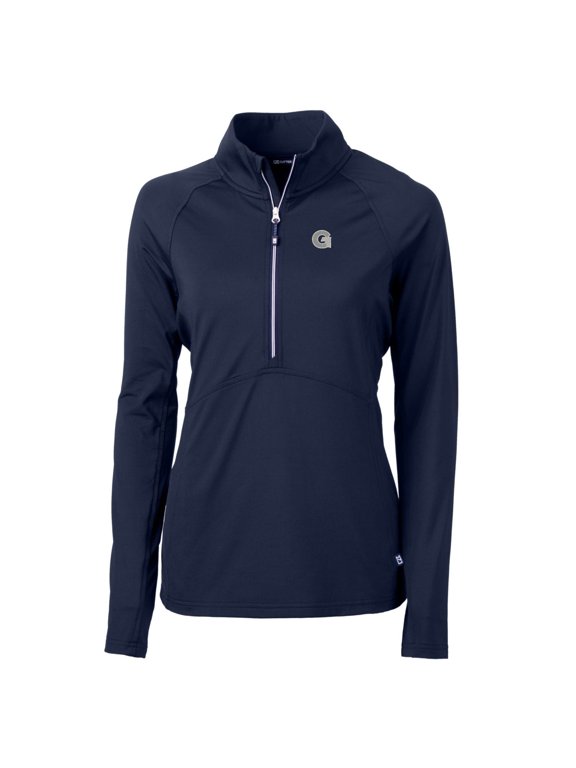 Women's Cutter & Buck Navy Georgetown Hoyas Adapt Eco Knit Half-Zip Pullover Jacket