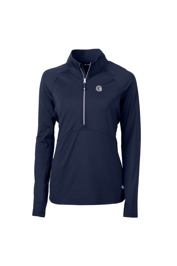 Women's Cutter & Buck Navy Georgetown Hoyas Adapt Eco Knit Half-Zip Pullover Jacket