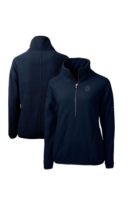 Women's Cutter & Buck Navy Georgetown Hoyas Cascade Eco Sherpa Fleece Half-Zip Pullover Jacket