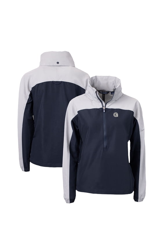 Women's Cutter & Buck Navy Georgetown Hoyas Charter Eco Recycled Half-Zip Anorak Jacket