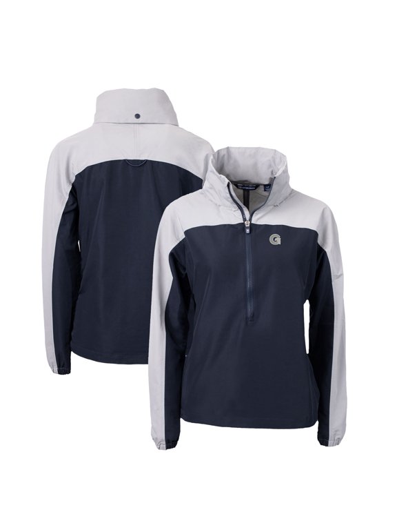Women's Cutter & Buck Navy Georgetown Hoyas Charter Eco Recycled Half-Zip Anorak Jacket