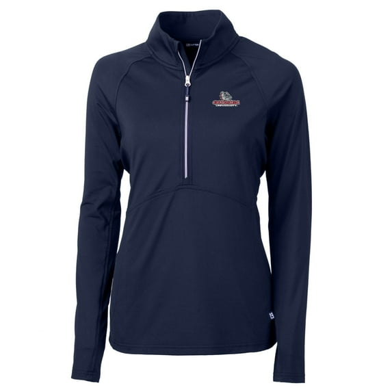 Women's Cutter & Buck Navy Gonzaga Bulldogs Adapt Eco Knit Half-Zip Pullover Jacket