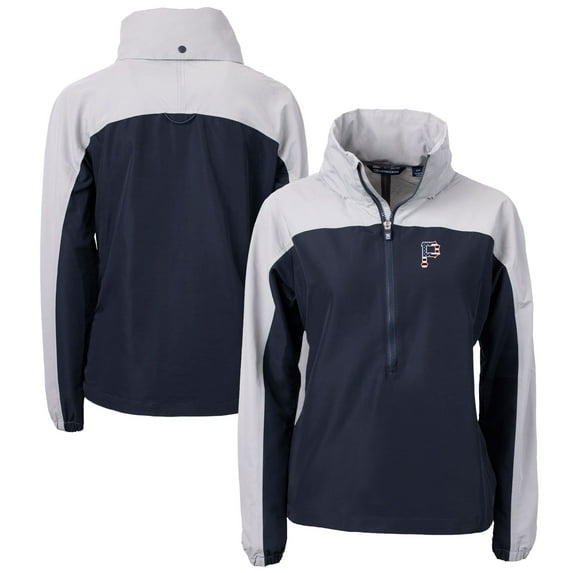 Women's Cutter & Buck Navy/Gray Pittsburgh Pirates Charter Eco Recycled Anorak Jacket