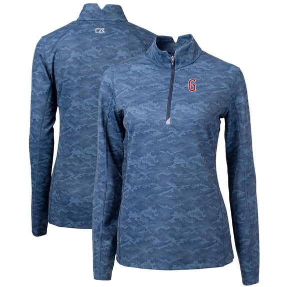 Women's Cutter & Buck Navy Greenville Drive Traverse Camo Stretch Quarter-Zip Pullover Top