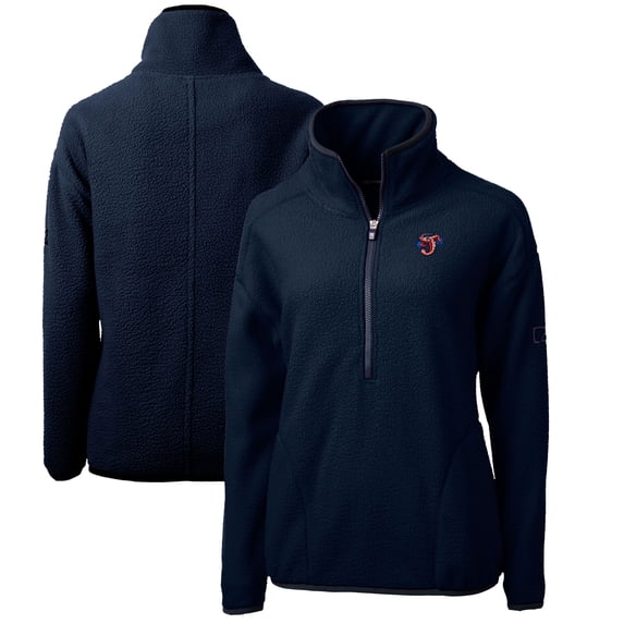Women's Cutter & Buck Navy Jacksonville Jumbo Shrimp Cascade Eco Sherpa Fleece Half-Zip Jacket