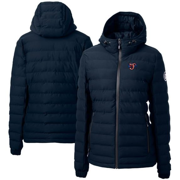 Women's Cutter & Buck Navy Jacksonville Jumbo Shrimp Mission Ridge Repreve Puffer Full-Zip Jacket
