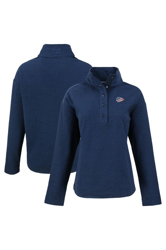 Women's Cutter & Buck  Navy Kansas City Chiefs Hunts Point Eco Half-Snap Sweatshirt