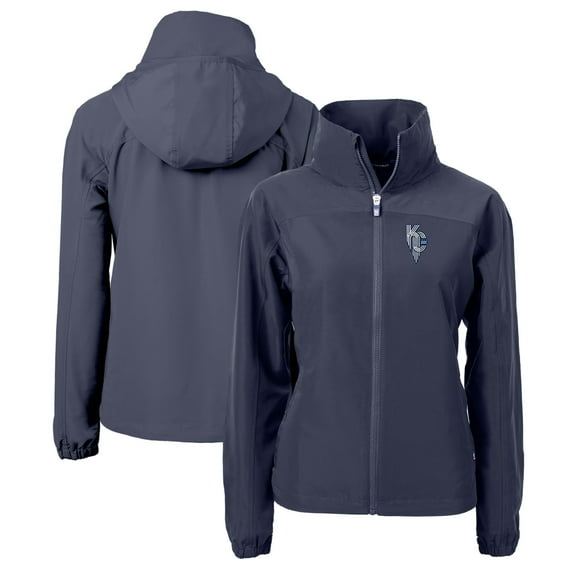 Women's Cutter & Buck Navy Kansas City Royals City Connect Charter Eco Recycled Full-Zip Jacket