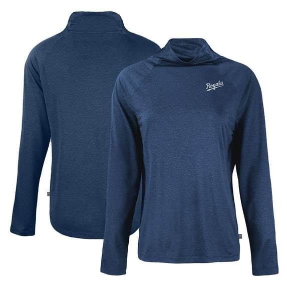 Women's Cutter & Buck Navy Kansas City Royals Cooperstown Collection Coastline Epic Comfort Eco Recycled Funnel Neck