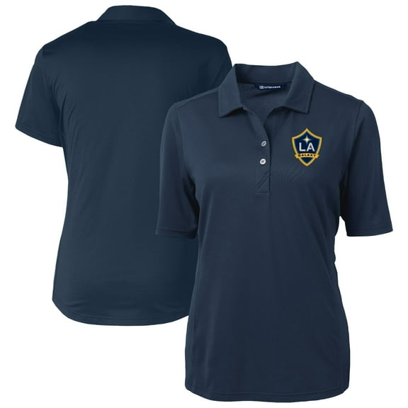 Women's-Cutter & Buck Navy LA Galaxy Virtue Eco Pique Recycled Polo