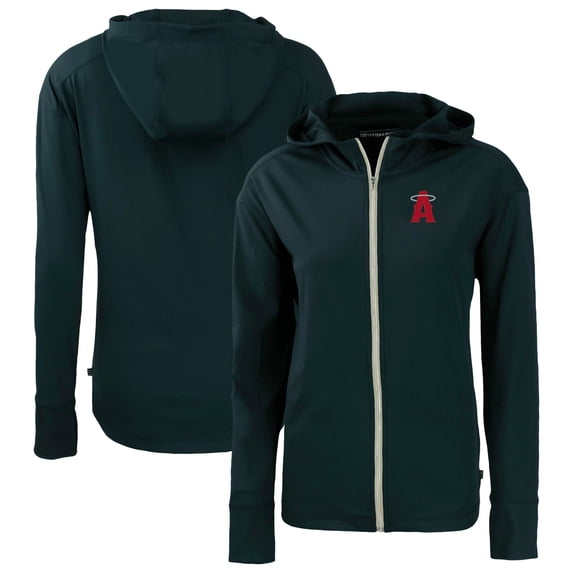 Women's Cutter & Buck Navy Los Angeles Angels City Connect Daybreak Eco Recycled Full-Zip Hoodie