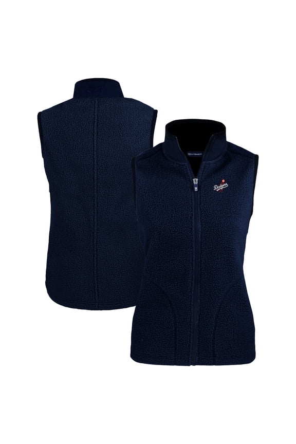 Women's Cutter & Buck Navy Los Angeles Dodgers Cascade Eco Sherpa Fleece Vest