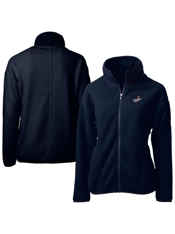 Women's Cutter & Buck Navy Los Angeles Dodgers Cascade Eco Sherpa Full-Zip Fleece Jacket
