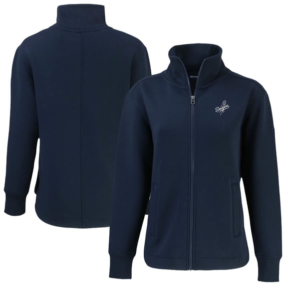 Women's Cutter & Buck Navy Los Angeles Dodgers Roam Eco Recycled Full-Zip Jacket