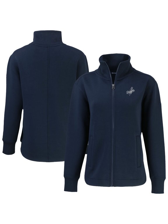 Women's Cutter & Buck Navy Los Angeles Dodgers Roam Eco Recycled Full-Zip Jacket