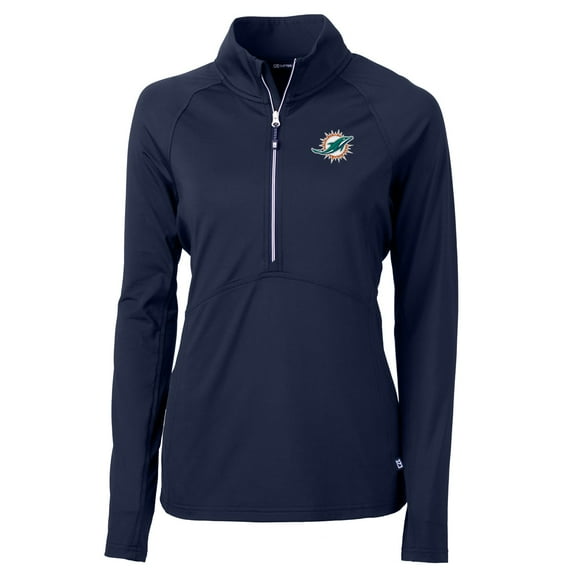 Women's Cutter & Buck Navy Miami Dolphins Adapt Eco Knit Half-Zip Pullover Jacket