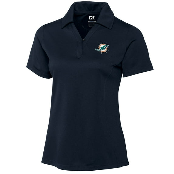 Women's Cutter & Buck Navy Miami Dolphins DryTec Genre Polo