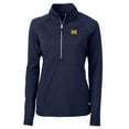 thumbnail image 1 of Women's Cutter & Buck Navy Michigan Wolverines Adapt Eco Knit Half-Zip Pullover Jacket, 1 of 1