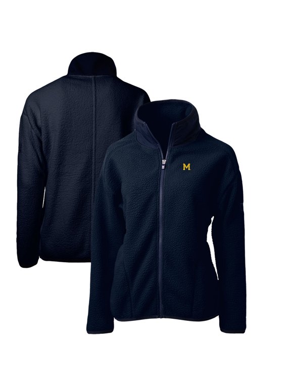 Women's Cutter & Buck Navy Michigan Wolverines Cascade Eco Sherpa Full-Zip Fleece Jacket