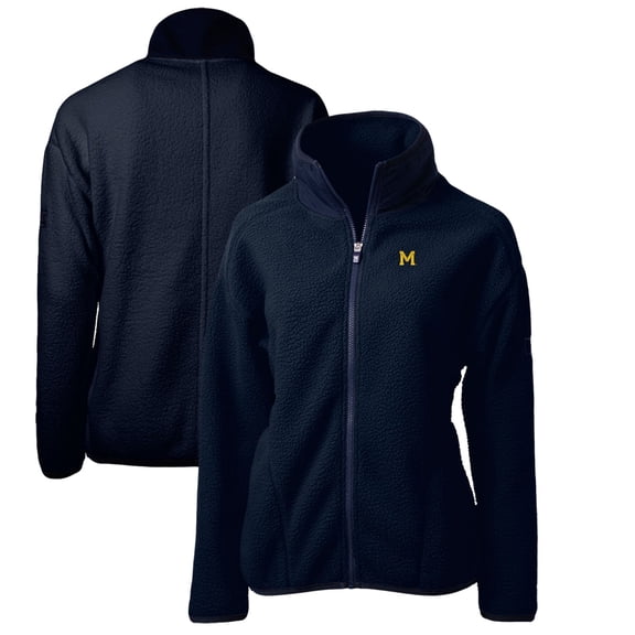 Women's Cutter & Buck Navy Michigan Wolverines Cascade Eco Sherpa Full-Zip Fleece Jacket